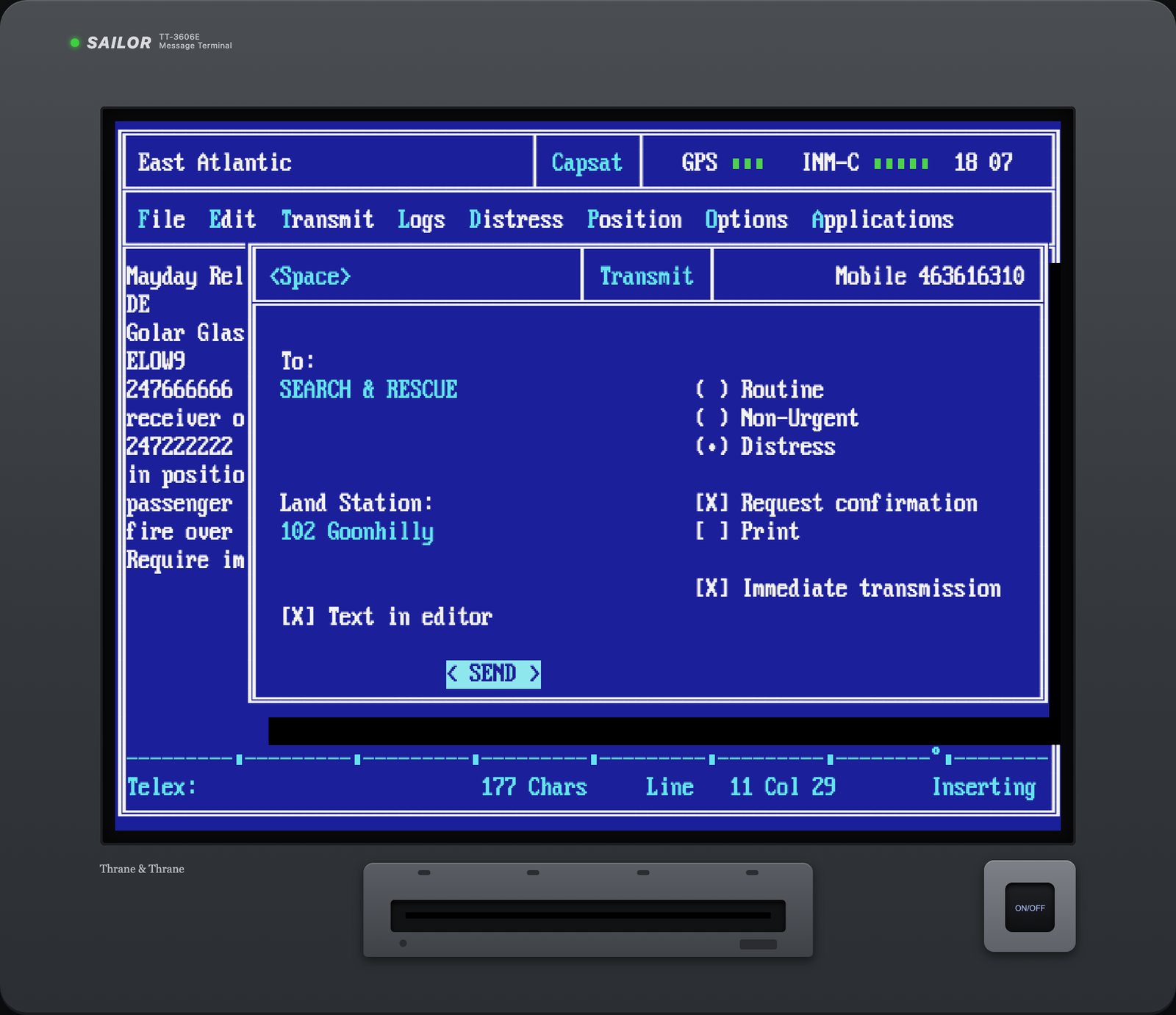 Simulatore Inmarsat-C TT-3606E Capsat
